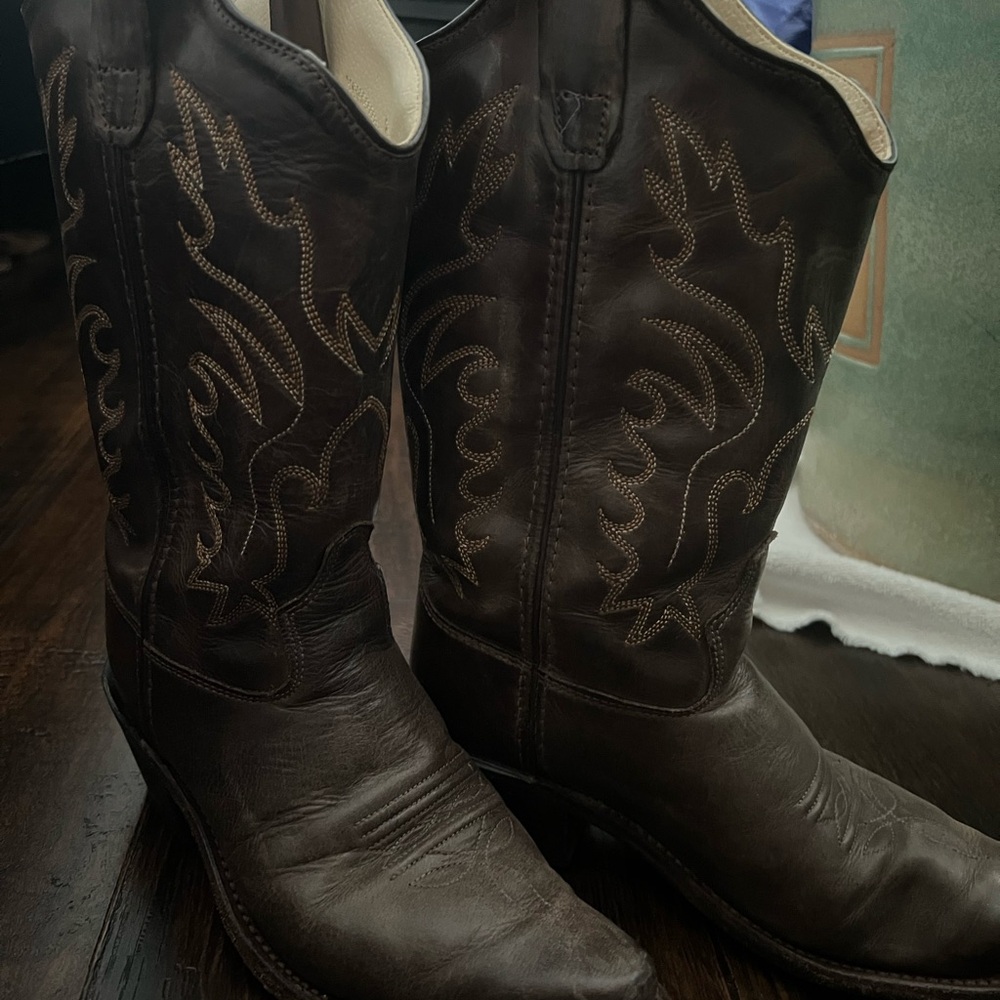 Old West Dark Brown Cowboy Boots